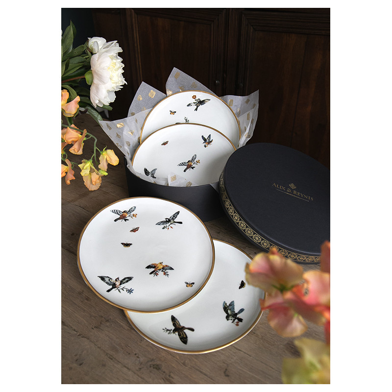 Set of 4 diner plates Orsini in white porcelain