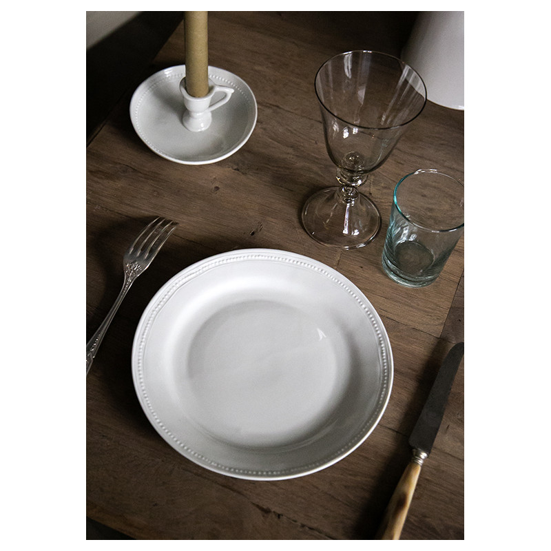 Assiette à dessert en porcelaine coloris blanc avec un bord or – Ø