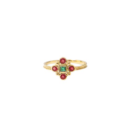 Ring in gold, rubis and emeralds Aliénor