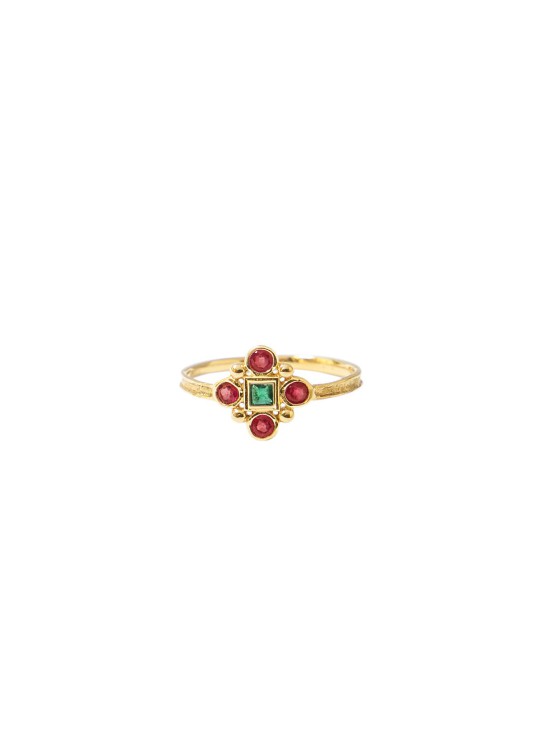 Ring in gold, rubis and emeralds Aliénor