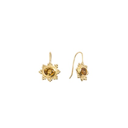 Earrings in silver-gilt and citrine Hélios