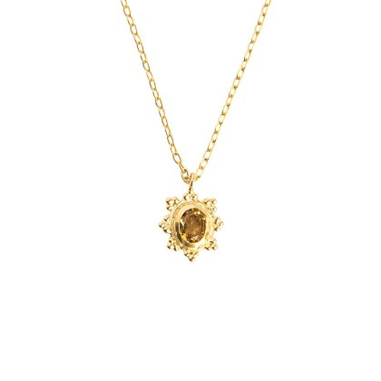 Necklace in silver-gilt or pendant in 18 carats gold and citrine Hélios