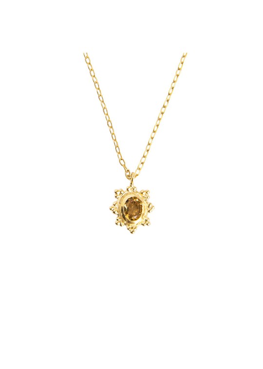 Necklace in silver-gilt or pendant in 18 carats gold and citrine Hélios