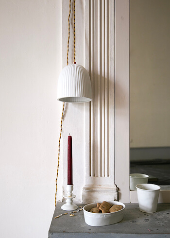 portable lamp in white Limoges porcelain